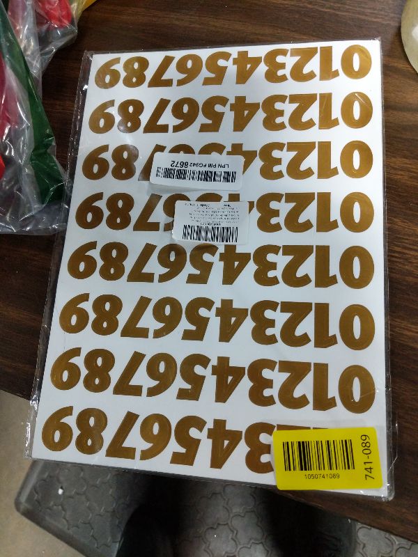 Photo 1 of 20 Sheets Total 1600 Pcs Gold Water Resistant Vinyl Number Stickers 1 Inch, Self-Adhesive Vinyl Numbers 0-9, Number Labels for Mailbox, Address, Trash Bins, Signs, Office, Home Use