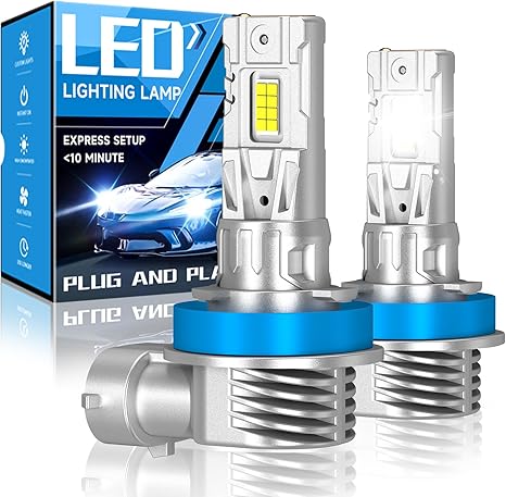 Photo 1 of **MSRP 25.99**H11 Fog Light Bulbs or DRL, 700% Brighter Fanless H11 H8 H16 Fog Lamp Replacement, 6000K Cool Wihte, Real 1:1 Mini Size Design, Plug and Play, Pack of 2