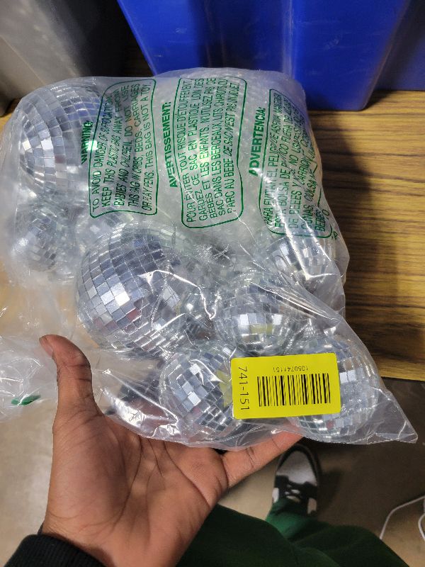 Photo 1 of 15 Pack Silver Disco Ball Mirror Ball with Hanging Ring for Fun Retro Disco Party Decorations Party Dj Lighting Effect Stage Props Game Accessories (5.9 inch, 3.9 inch, 3.1 inch, 2.3 inch)