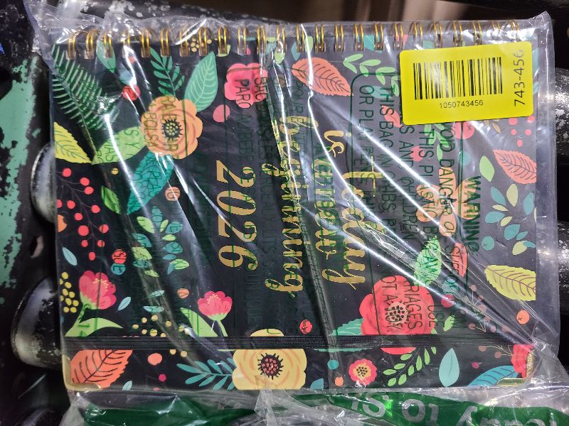 Photo 1 of 2026 Planner, Weekly and Monthly Planner, January 2026 - December 2026, Calendar Planner A5 (6.5" x 8.5") with Tabs, Inner Pocket for Home School Office Supplies, Black Flower