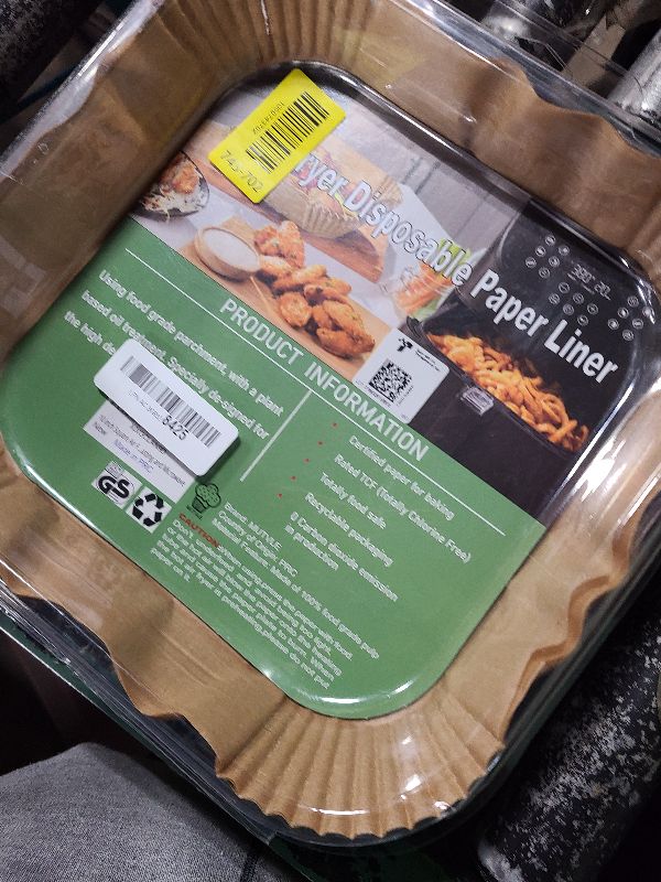 Photo 1 of 10 Inch Largest Square Air Fryer Disposable Paper Liner, XXL 100Pcs Air Fryer Parchment Liners for 8QT or Bigger Air Fryer, Non-stick, Food Grade Baking Paper for Frying, Roasting and Microwave