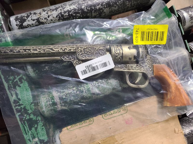 Photo 1 of 13-Inch Decorative Western Classic Revolver Style, Body SMB-110 with Ornate Engravings, Suitable for Decoration, Collecting, Costuming and Cosplay, Role-Playing, Halloween (Gold)