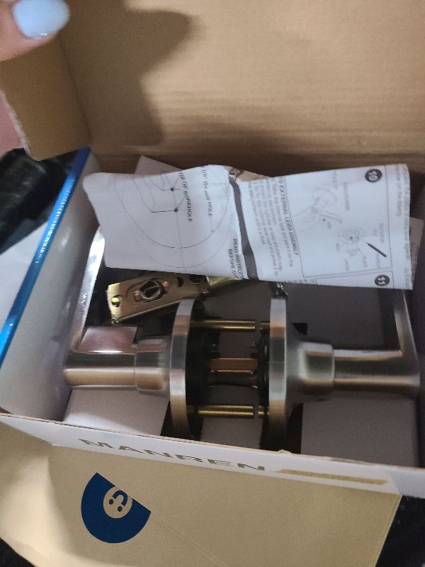 Photo 1 of 1 Pack of MANREN Lever Keyed Entry Door Lever Handle Lock, Universal Door Knob Hardware,Nickel Brushed Color (MR802ET)