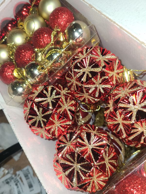 Photo 1 of 100ct Christmas Ball Ornaments Set, Red and Gold Shatterproof Hand-Painted Hanging Baubles Decoration Bulk for Xmas Tree, Wreath, Garland, Home Holiday Decor