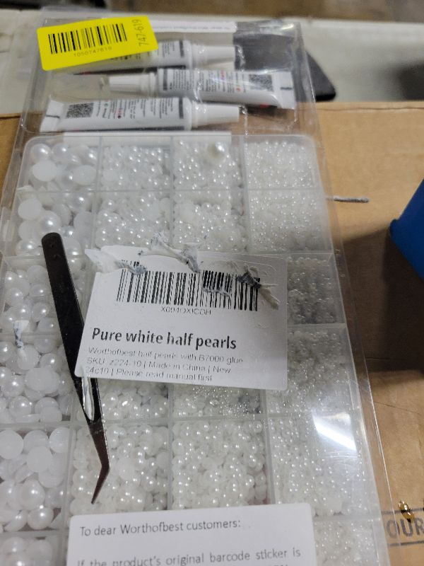 Photo 1 of 16500Pcs Half Pearls Beads for Crafting, Flat Back White Pearls 2-10mm Flatback Decor Rhinestones Gems Diamond Mixed Sizes Bedazzling for Crafts Bedazzle Decoration Shoes Clothes Decorative B7000 Glue
