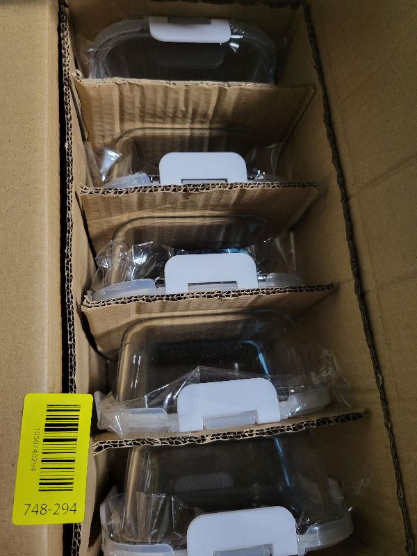 Photo 1 of [5-Pack,36 Oz]Glass Meal Prep Containers 2 Compartments Portion Control with Upgraded Snap Locking Lids Glass Food Storage Containers, Microwave, Oven, Freezer and Dishwasher (4.5 Cups, White)