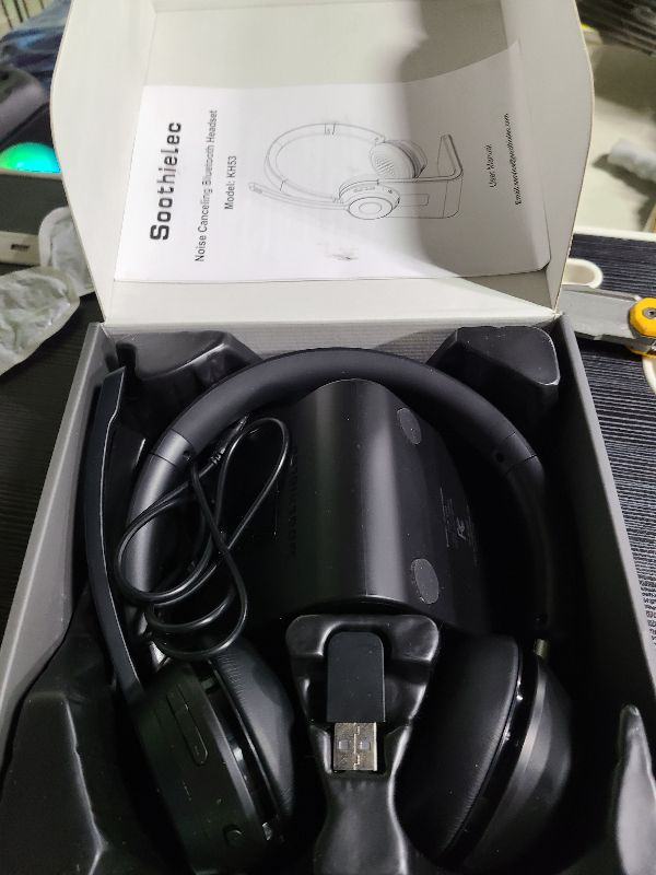 Photo 1 of (Upgraded Version) Wireless Headset, Bluetooth Headset with Noise Cancelling Microphone, Best Headphones with Mic Mute & USB Dongle for PC/Computer/Laptop/Cell Phones/Remote Work/Call Center