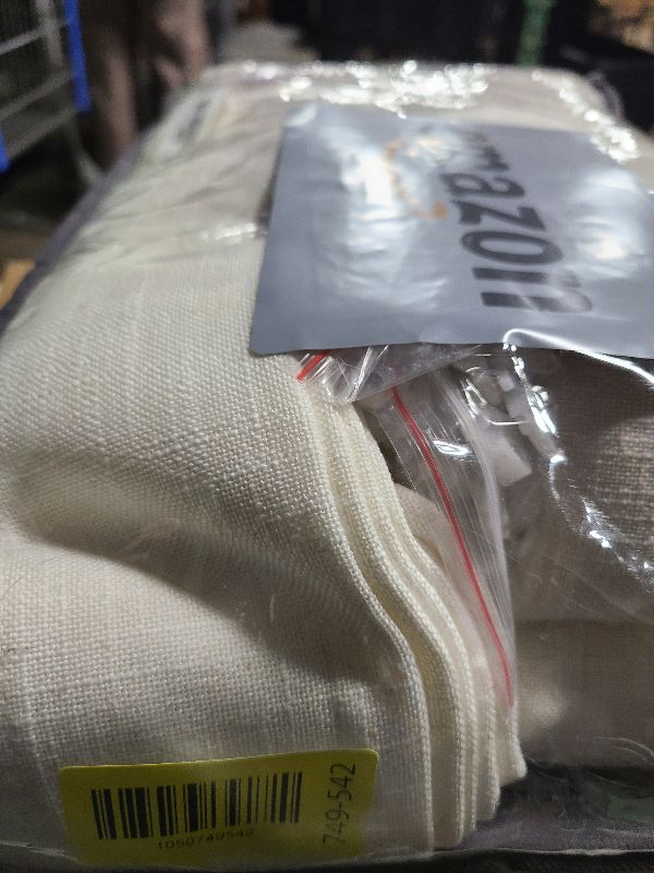 Photo 1 of 102 Inch Long Curtains Pinch Pleat Linen Curtains for Living Room Bedroom 2 Panels Natural Cream Light Filtering Privacy Neutral 102 Inch Pleated Drapes Hooks Rings Back Tab for Window Sliding Door