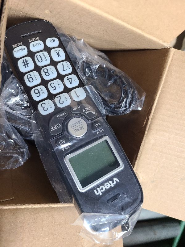 Photo 1 of [New] VTech VG134-11 DECT 6.0 Cordless Home Phone with Bluetooth Connection, Digital Answering Machine, Backlit Display,Full Duplex Speakerphone, Caller ID/Call Waiting,1000 ft Range (Black)