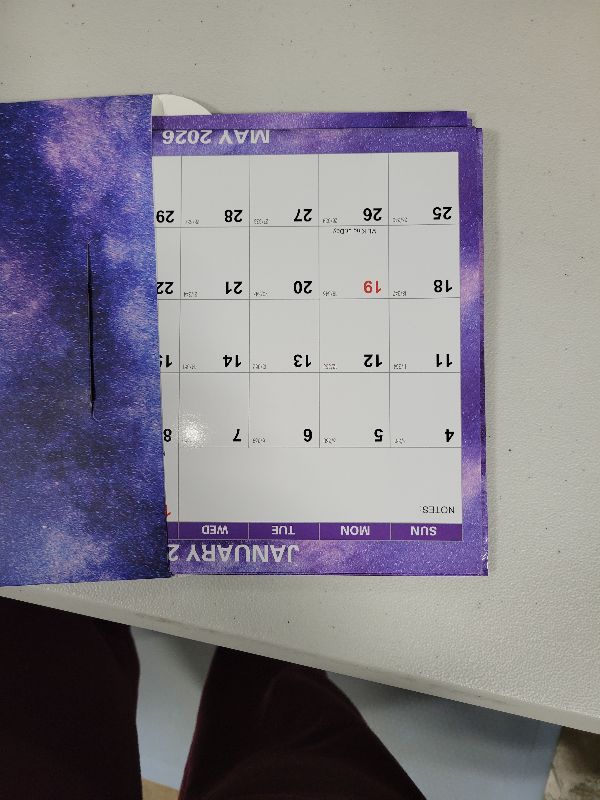 View 2 of 24" x 36" 2026 Wall Calendar Dry Erase - Folded Large Starry Sky Wall Calendar 2026, Wet & Dry Erasable, Laminated 12-Month Annual Yearly Planner, Reversible, Horizontal/Vertical, Purple