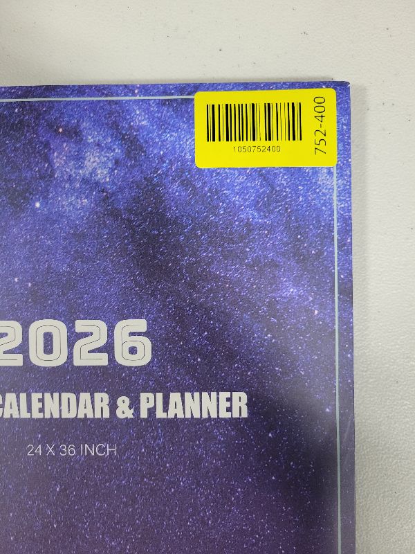 View 3 of 24" x 36" 2026 Wall Calendar Dry Erase - Folded Large Starry Sky Wall Calendar 2026, Wet & Dry Erasable, Laminated 12-Month Annual Yearly Planner, Reversible, Horizontal/Vertical, Purple