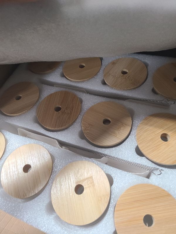 Photo 1 of [ 12pcs Set ] Glass Cups with Bamboo Lids and Glass Straw - Beer Shaped Drinking Glasses, 16 oz Iced Coffee Glasses, Cute Tumbler Cup for Smoothie, Boba Tea, Whiskey, Water - 4 Cleaning Brushes