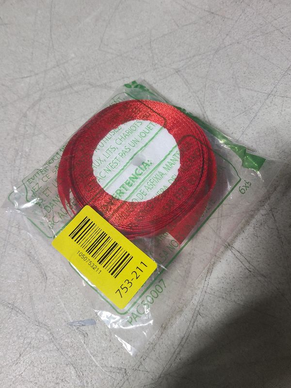 Photo 1 of 2 Rolls 50 Yard Christmas Ribbon, 1 Inch Wide Gift Wrapping Ribbon Polyester Satin Ribbons Rolls Fabric Silk Ribbons Favors for Wedding Party DIY Craft Making (Red, Green)
