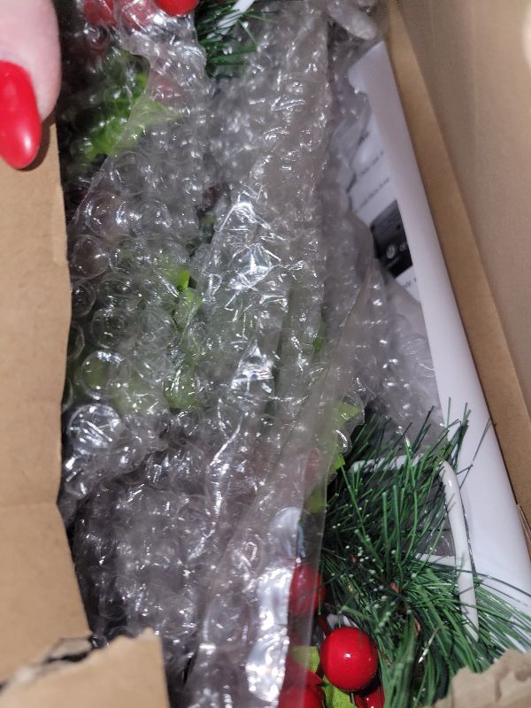 Photo 1 of 2 Pack Solar Christmas Decorations Outdoor, 32 Inch Solar Christmas Cross Stake Lights, Waterproof Grave Decorations with Poinsettia Flower Pinecones Red Berries for Garden Yard Patio Lawn Cemetery