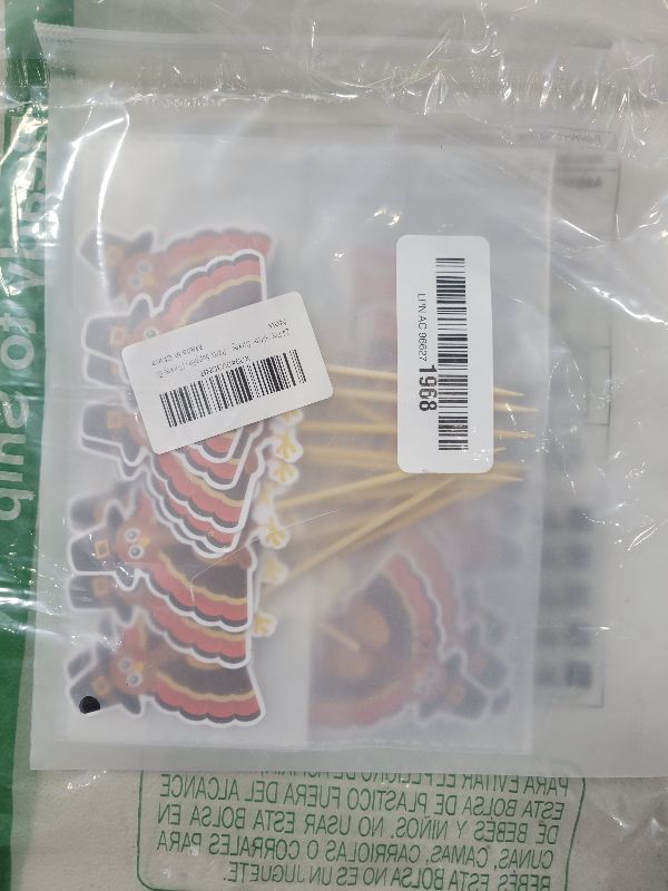 Photo 1 of 24 Pcs Thanksgiving Day Decorations Turkey Cupcake Toppers, Cake Topper for Thanksgiving Theme Party Supplies (Turkey B)