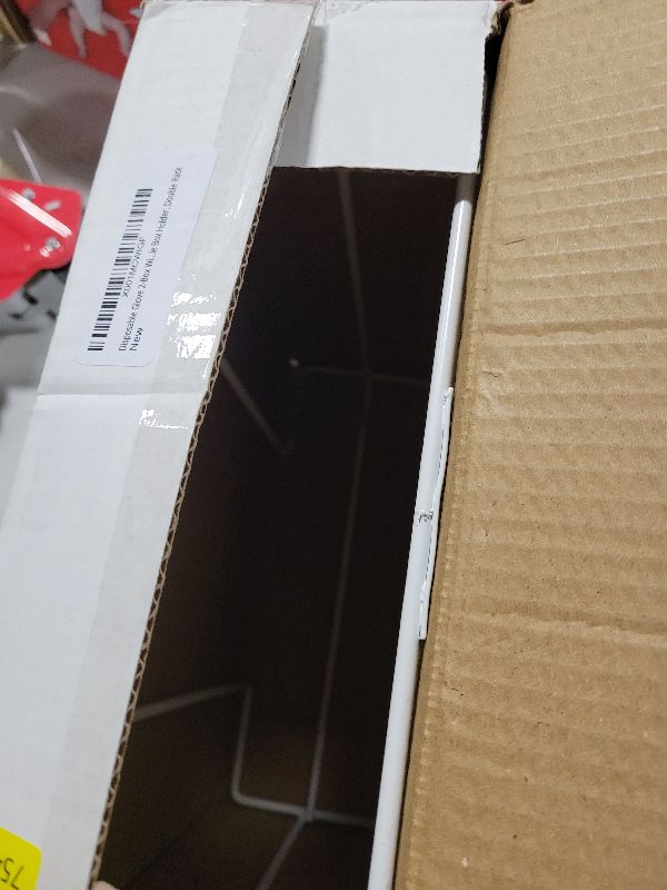 Photo 1 of 1 Each | Disposable Glove or Tissue Box Holder, Double (2-Box) Glove Rack, Wall Mounted Universal Box Holder, for Larger Sized Boxes, White - 1 Glove Rack