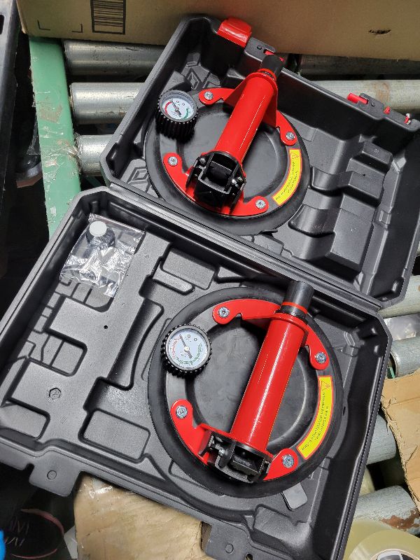 Photo 1 of 2 Pack 8" Heavy Duty Suction Cups to Lift Large Glass,Max Load 960lbs Window Suction Cups,Powerful Industrial Tile Suction Cup Tool for Glass, Granite,Marble