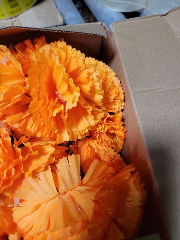 Photo 1 of 2 Pack Marigold Garland Day of The Dead Decorations Set, Total 20Ft 40 Lighted Artificial Marigold Flowers 24 Butterfly and 9 Plastic Papel Picado for Dia De Los Muertos Indian Diwali Altar Decor