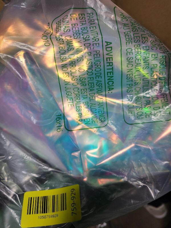 Photo 1 of 12Pcs Iridescent Round Foil Balloons, 22" 15" 10" 4D Clear Ball Balloon, Holographic Balloons for Birthday Wedding Folding Rainbow Under The Sea Mermaid Party decoration