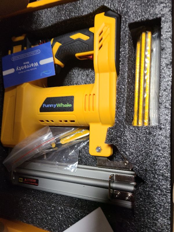 Photo 1 of 18 Gauge Brad Nailer/Narrow Crown Stapler Compatible with Dewalt 20V MAX Battery(NO Battery) 2 in 1 Cordless Nail Gun with 1000 Nails and 1000 Staples for Home Improvement, DIY and Woodworking