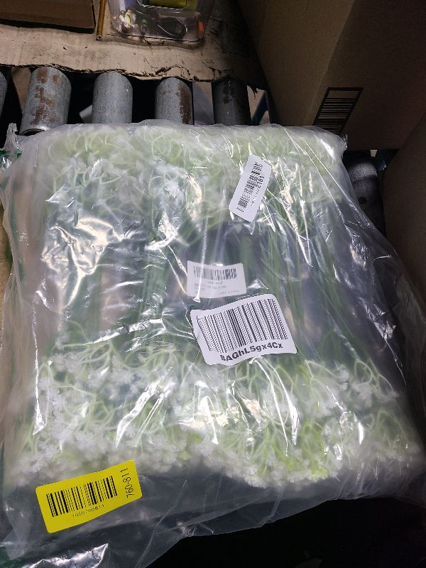 Photo 1 of 120PC Baby Breath Artificial Flowers - Babies Breath Flowers Artificial Bulk Faux Flowers Bouquet White Flores Real Touch Fake Flowers Arrangements Wedding Centerpieces Tables Decorations