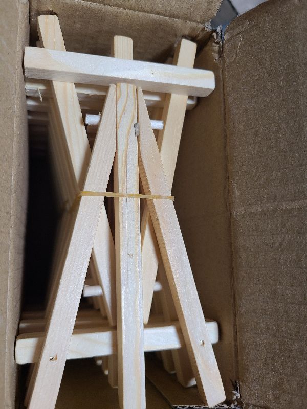 Photo 1 of 16 Pcs 5 Inch Mini Wood Display Easel, A-Shaped Small Wood Easel for Displaying Small Canvases, DIY Crafts, Photos, Gift, Home Decoration