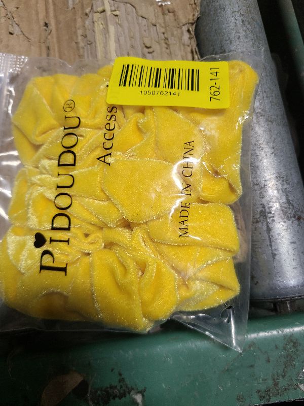 Photo 1 of 2 Pcs Yellow Color Large Size Scrunchies for Women Hair Elastic Bands