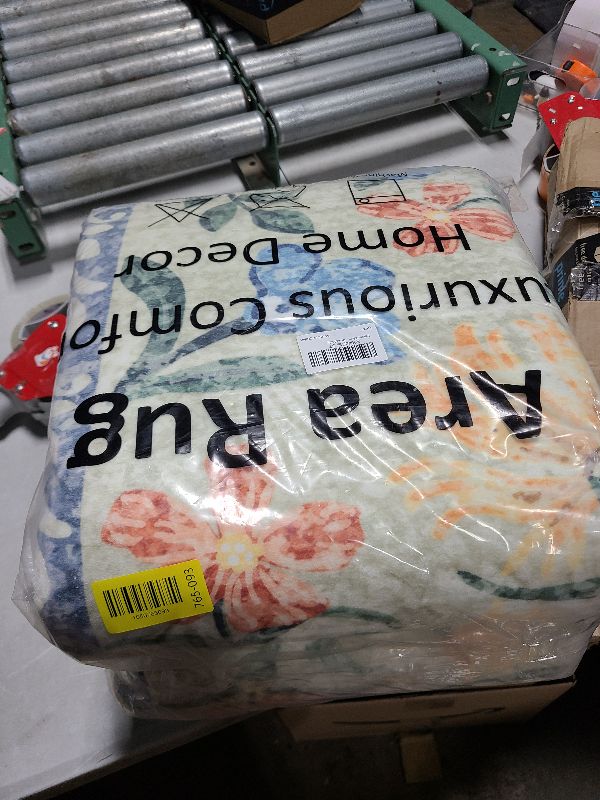 Photo 1 of Lahome Machine Washable Area Rugs 8x10 Non Slip, Soft Boho Living Room Rugs, Ultra-Thin Vintage Cottage Throw Carpet for Home Office Dinning Room Kids Playroom, Green/Multi