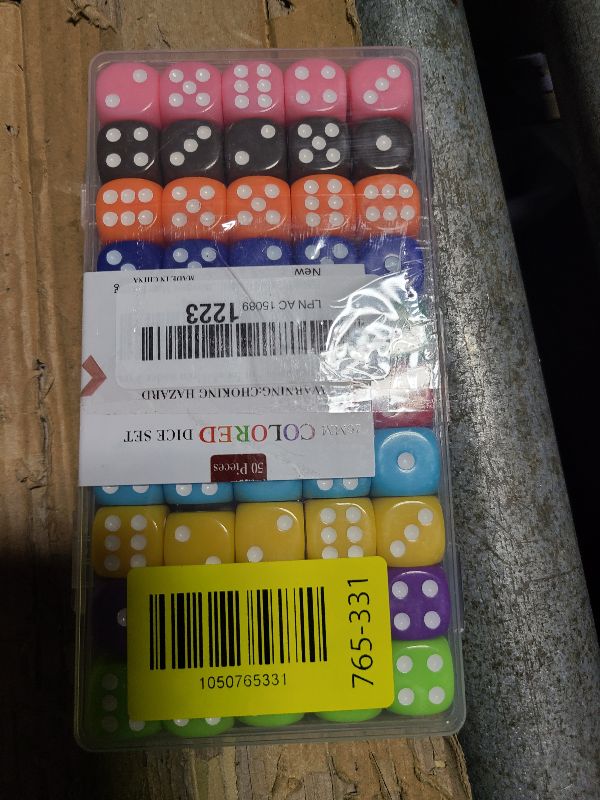 Photo 1 of 16MM Standard 6 Sided Dice Set, 50 Pieces Colorful Dice for Board Games, Classroom Math Bulk Game Dice, Make Entertainment More Exciting