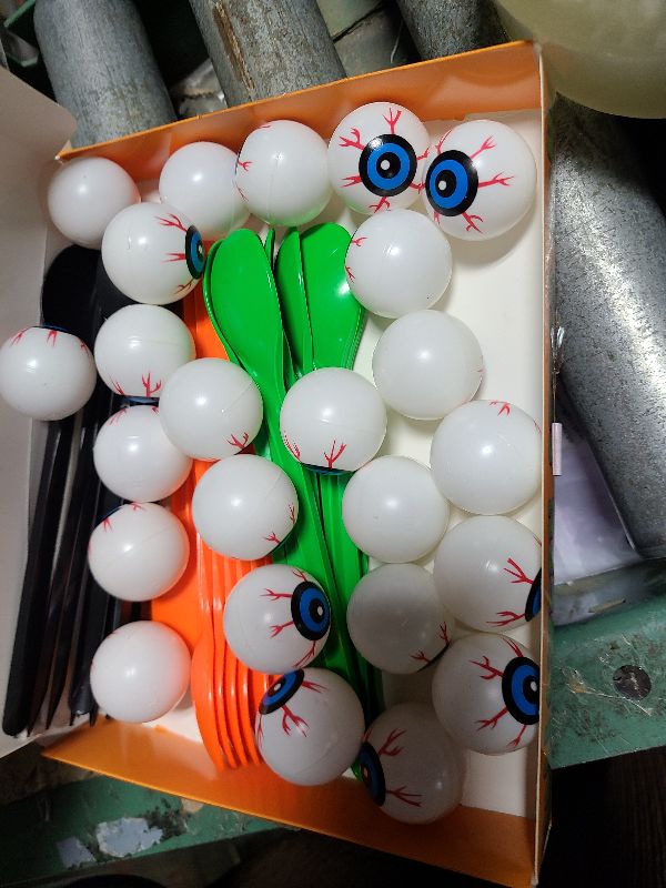 Photo 1 of 24 Packs Halloween Game Eyeball Spoon Relay Race Toy Set- Indoor Outdoor Party Supplies Decorations