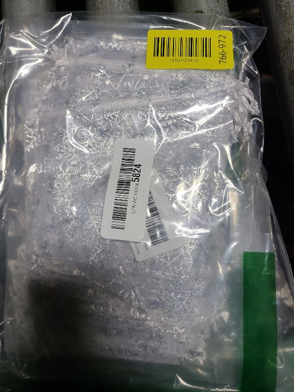 Photo 1 of 100Pcs Christmas Organza Gift Bags, 4x6 Snowflake Mesh Drawstring for Xmas Wedding Party Favor, Jewelry Candy Goodie - Organza Bags