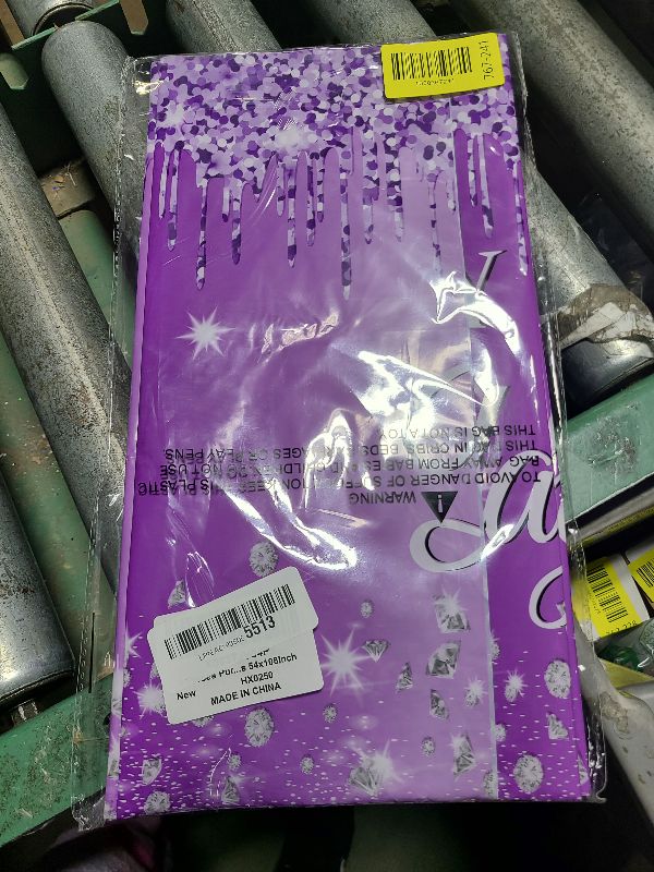 Photo 1 of 3 Pieces Purple Silver Birthday Tablecloths for Happy Birthday Party Decorations Plastic Disposable Purple Birthday Theme Table Covers for Girls Women Silver Glitter Birthday Party Supplies 54x108Inch