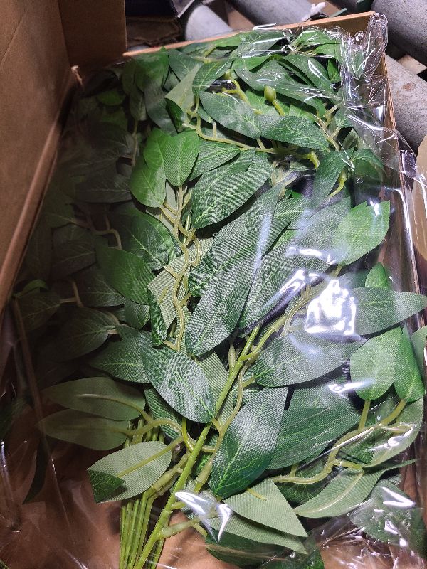 Photo 1 of 20Pcs Italian Ruscus Greenery, 23" Artificial Silk Stems Garland w/Green Leaf Vines Bendable Faux Hanging Plants Spray for DIY Wedding Arch Bouquet Table Centerpieces Vase Filler and Home Indoor Decor