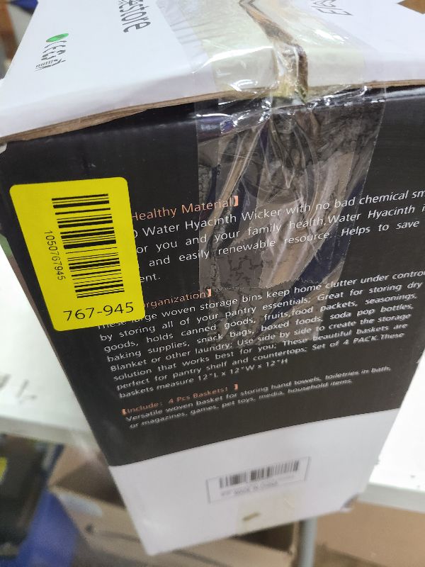 Photo 1 of 12x12in Storage Baskets Set of 4 Water Hyacinth Baskets,Foldable Handwoven Storage Cubes,Wicker Cube Baskets Laundry Organizer Totes for Home