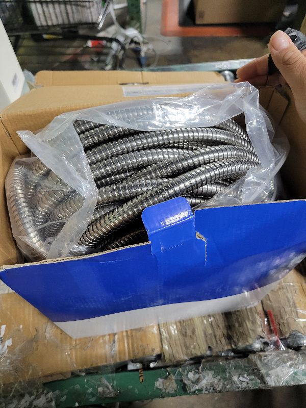 View 2 of 100 FT Stainless Steel Garden Hose – Long Reach 304 Steel Metal Water Hose, No-Kink, Leak-Proof Swivel Fittings, Puncture Resistant, 8-Pattern Nozzle for Large Yards, Driveways, Farm Tasks