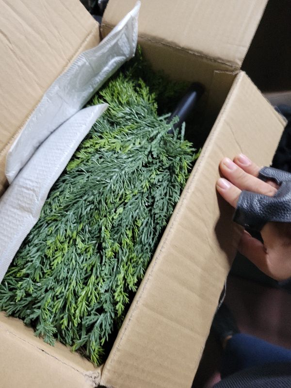 Photo 1 of 2-Pack Artificial Cedar Topiary Ball Trees 22" Outdoor UV Resistant Faux Cypress Shrubs with Ground Spike, Realistic Evergreen Bushes for Front Porch, Garden, Backyard, and Indoor Decor