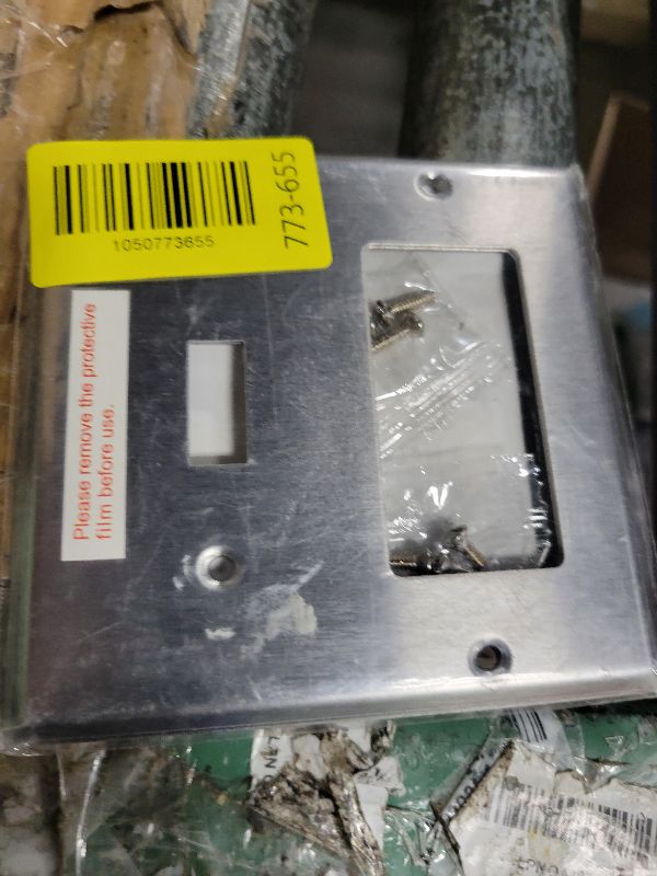 Photo 1 of [2 Pack] BESTTEN 2-Gang Combination Metal Wall Plate, 1-Toggle/1-Decor, Standard Size, Corrosion-Resistant Stainless Steel Outlet and Switch Cover, Silver, Brushed Finish