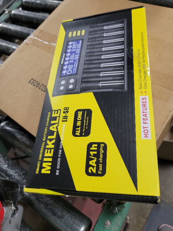 Photo 1 of 18650 Battery Charger, MIEKLALE 8+2 Bays Smart Universal Battery Charger with LCD Display for Rechargeable Batteries Li-ion LiFePO4 RCR123 16340 26650 10440 14500 & 9V, NiMH NiCd AAA AA(8+2Slots)