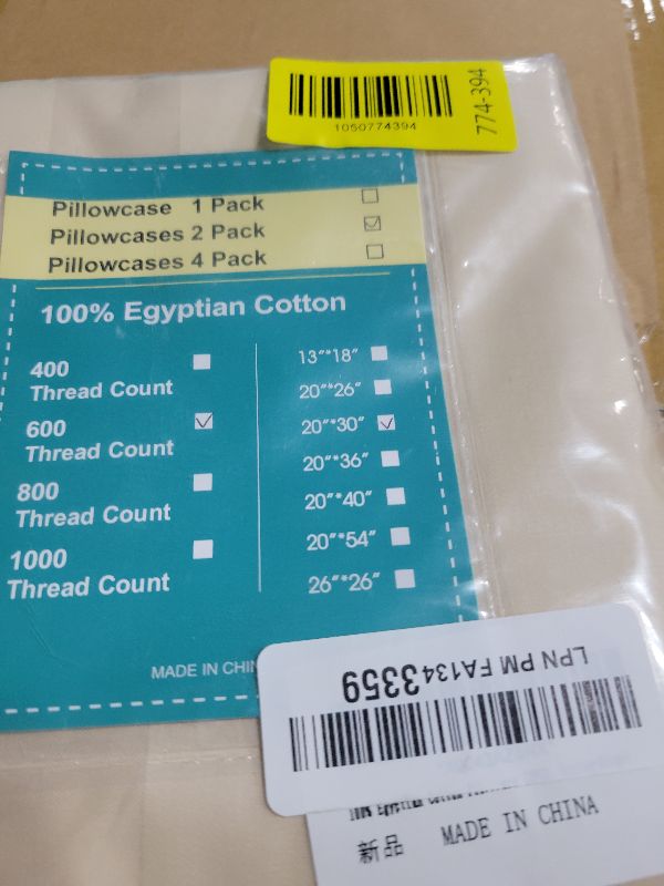 Photo 1 of 100% Egyptian Cotton Pillow Protectors Set of 2, 600 Thread Count Queen Size Bed Pillow Cases with Zipper, Sateen Weave Cooling Pillow Cover Quiet and Breathable Easy Care (2PCS, Stripe-Beige)