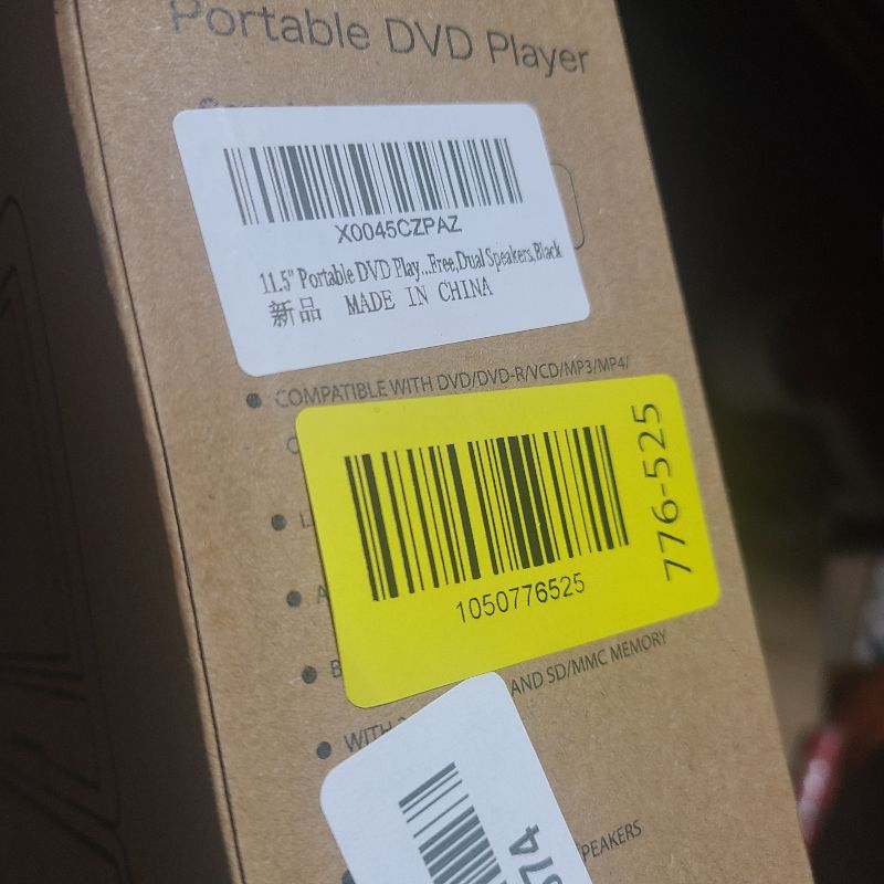 Photo 1 of 11.5" Portable DVD Player with 9.5" Swivel Screen, 5-Hours Rechargeable Battery,Car DVD Player for Kids,Support CD/DVD/SD Card/USB,Regions Free,Dual Speakers,Black