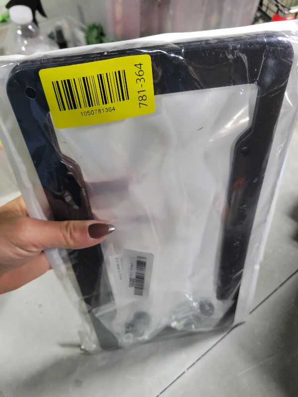 Photo 1 of 2 Pack License Plate Frames,Carbon Fiber License Plate Frame,Car Tag Cover for Front & Rear with Fasteners and Screws,4 Hole Universal Holder Waterproof Plastic Number Plate Frame