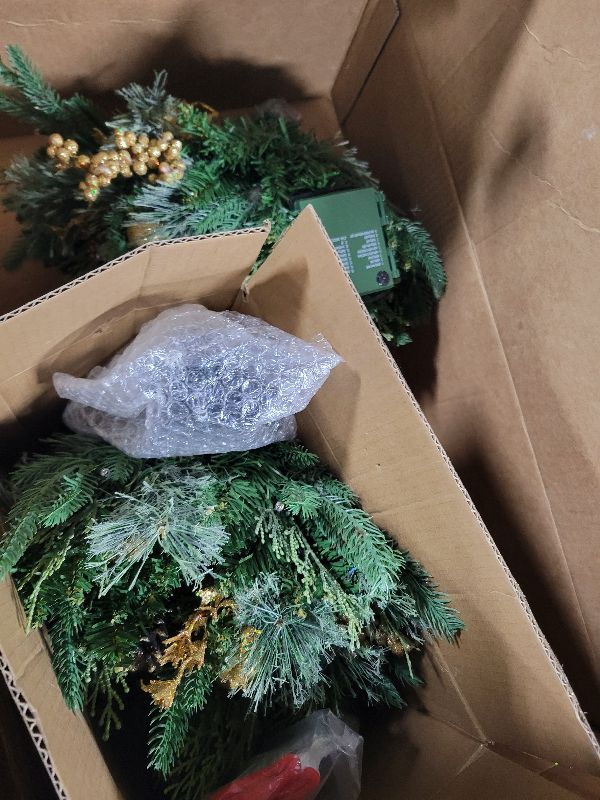 Photo 1 of 2 Pack 24 Inch Lighted Outdoor Christmas Tree with Dual Color LED Lights, Remote Control Battery Operated Pre-lit Pathway Urn Filler, Christmas Porch Decorations for Home, Porch & Yard