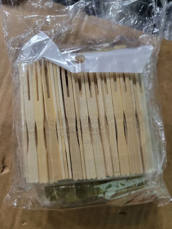Photo 1 of 20pcs Small Disposable Bamboo Tongs & 200pcs Mini Forks for Appetizers, 4.7in Little Toaster Tongs for Cooking Serving Food Tiny Kitchen Accessories for Charcuterie Boards Cheese Fruits Bread Toast