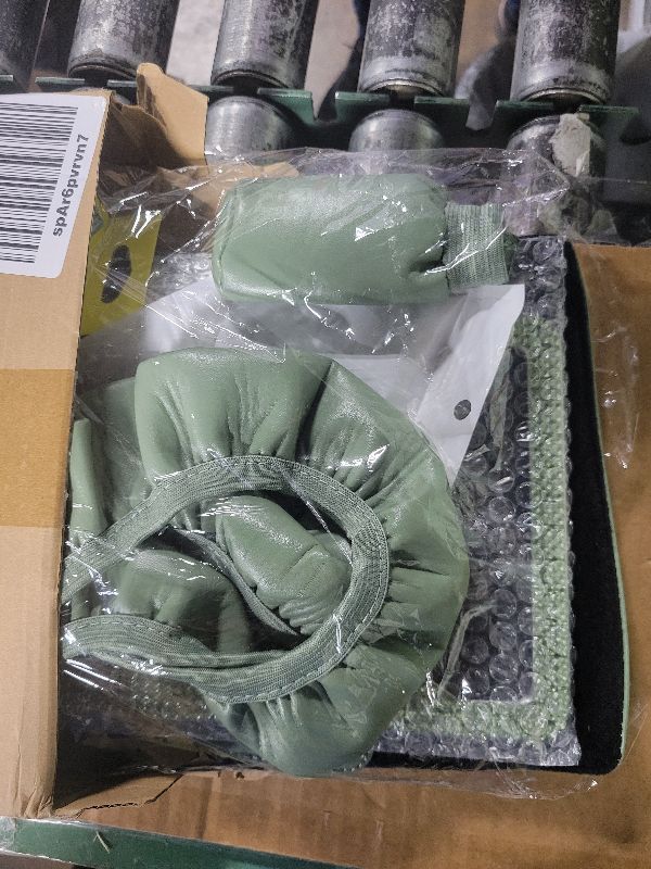 Photo 1 of 15 Pcs Bling Car Accessories Set Leather Steering Wheel Cover Seatbelt Cover Car Ring Sticker Center Console Pad USB Port Flower Air Vent Clip(Green)