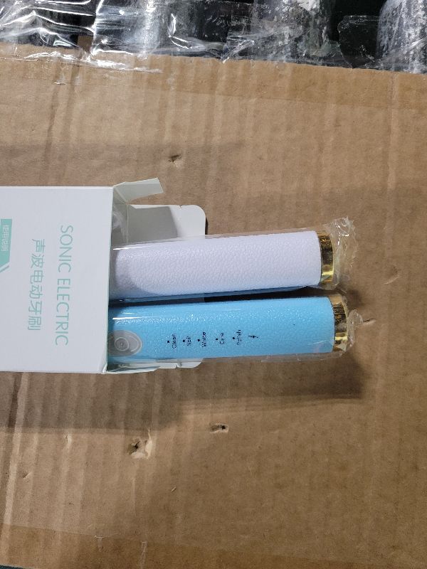 Photo 1 of 2 Pack Sonic Electric Toothbrush, Built-in 2-Minute Brushing Timer, 5 Brushing Modes, 10 Brush Heads (Blue&White)