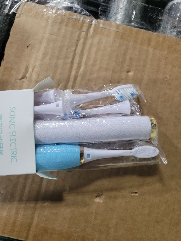 Photo 1 of 2 Pack Sonic Electric Toothbrush, Built-in 2-Minute Brushing Timer, 5 Brushing Modes, 10 Brush Heads (Blue&White)