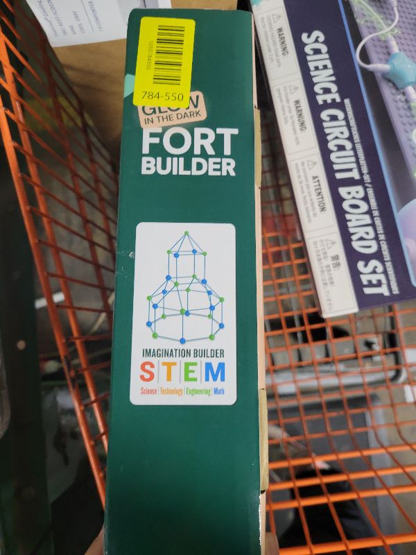 Photo 1 of 130 Piece Glow in The Dark Fort Building Kit - Indoor Play Engineering Set with Connecting Sticks & Balls - Creative STEM Building Toys
