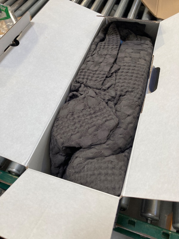 Photo 1 of PHF 100% Cotton Waffle Weave Blanket King Size, Soft Lightweight Breathable Cozy Summer Blankets for Bed, Luxury Aesthetic Woven Bedding for Home Decor, 108"x90", Charcoal Grey