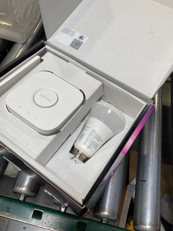 Photo 1 of Philips Hue Smart Light Starter Kit - Includes (1) Bridge and (4) 75W A19 E26 LED Smart White and Color Ambiance Bulbs - Control with App - Compatible with Alexa, Google Assistant, and Apple HomeKit