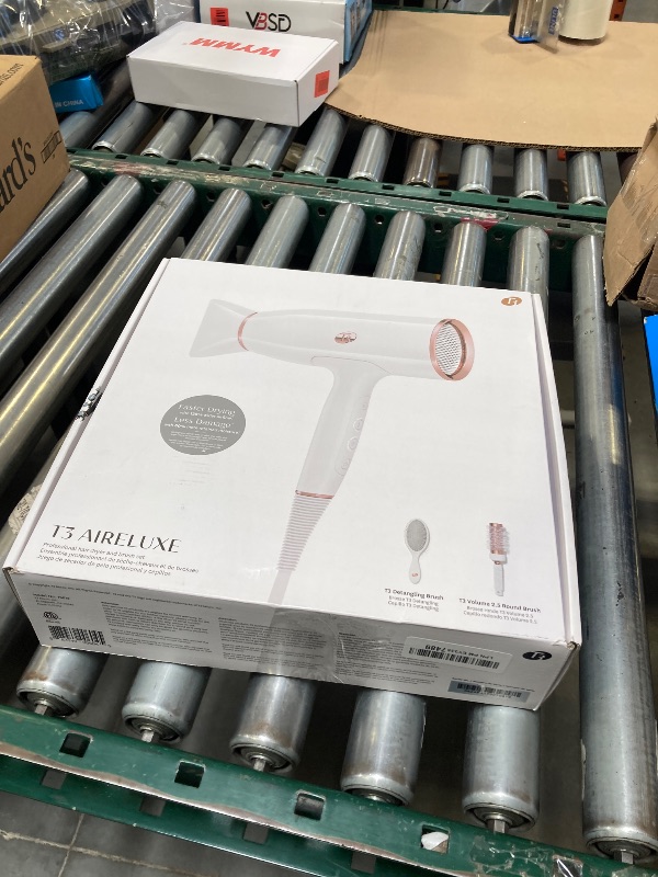Photo 1 of T3 AireLuxe Professional Ionic Hair Dryer and Brush Set, with 5 Heat and 3 Speed Settings, Ion Generator, Cool Shot, Includes Paddle Brush and 2.5" Round Brush